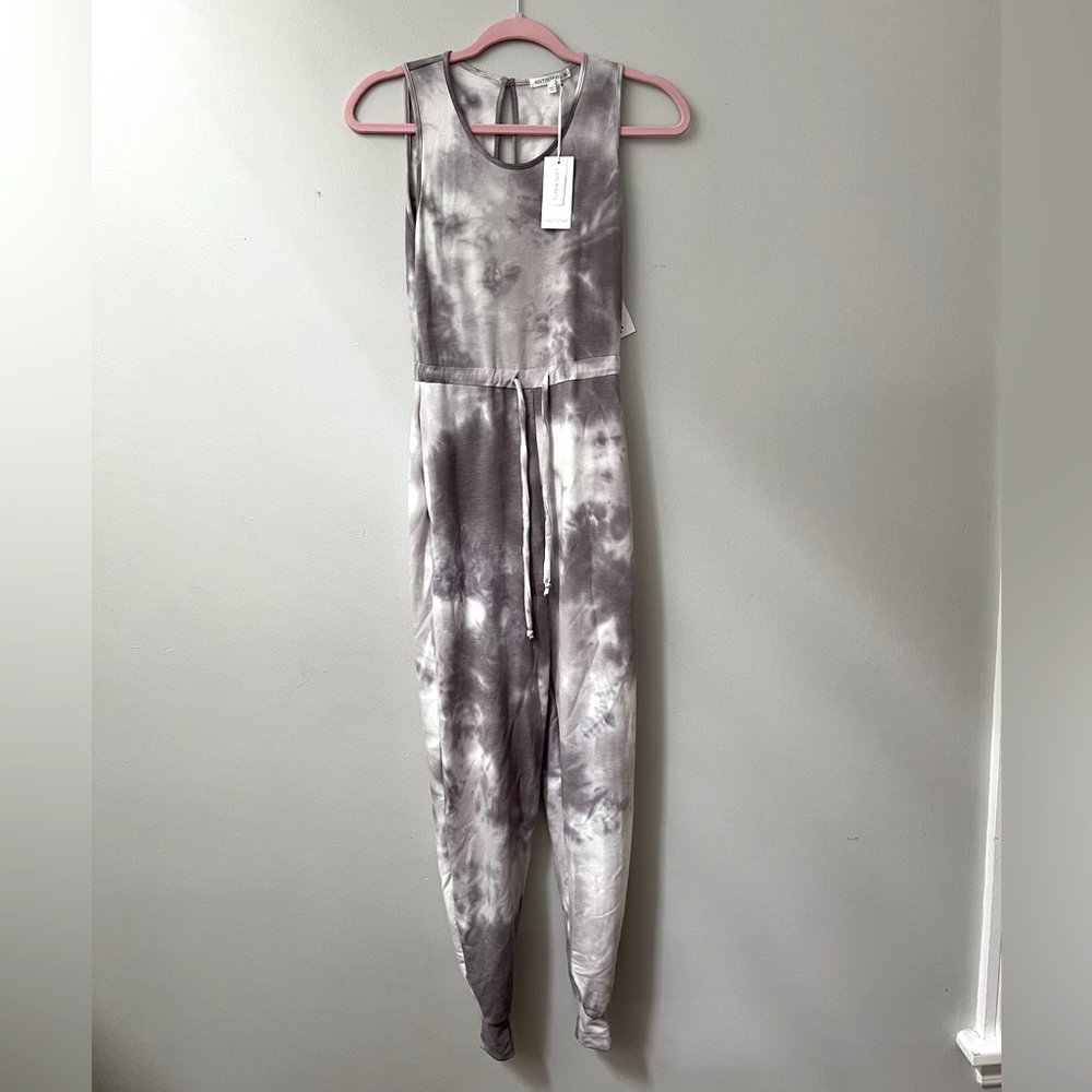 Tie dye sleeveless jogger style romper